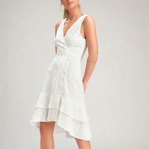 Lulus Radiant Ren White Eyelet Ruffled Midi Dress